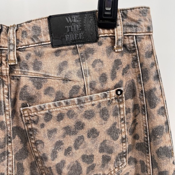 Free People We The Free Good Luck Mid-Rise Barrel Jeans Leopard Print Size 28 - Picture 8 of 12